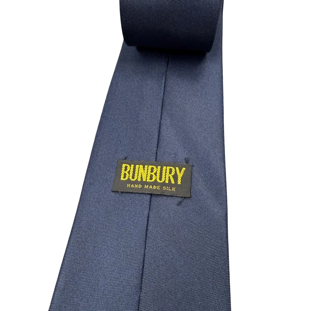 Bunbury Tie Men Blue Batman Logo Silk Handmade Necktie 1980s 57
